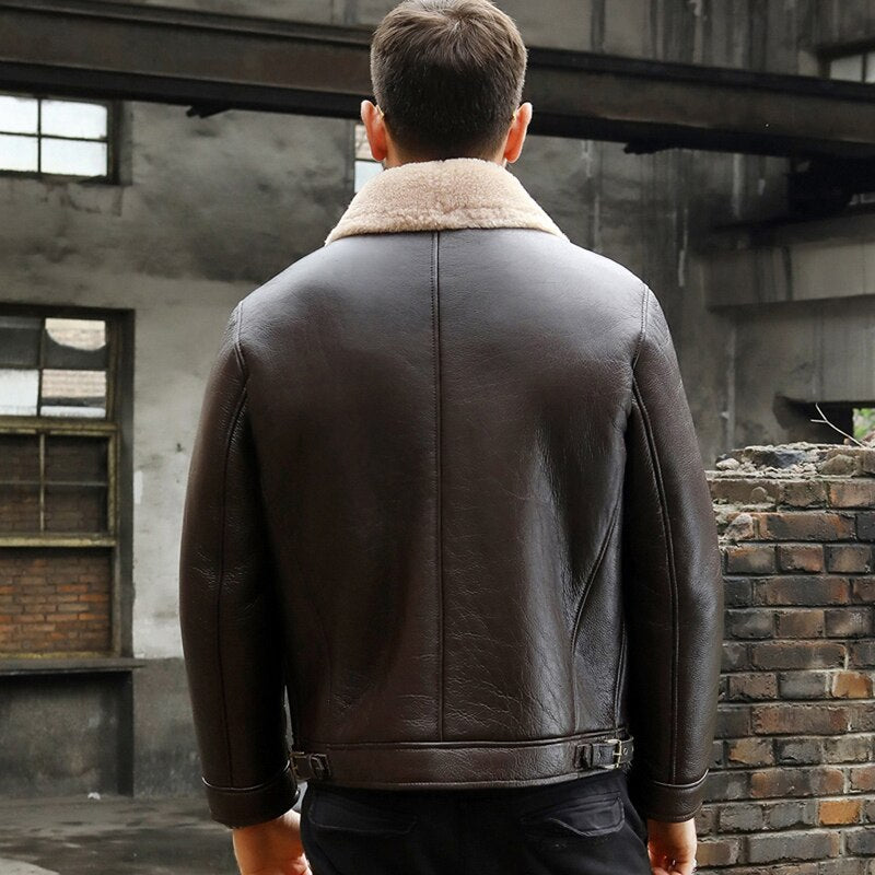 Genuine Leather Jacket Short Shearling