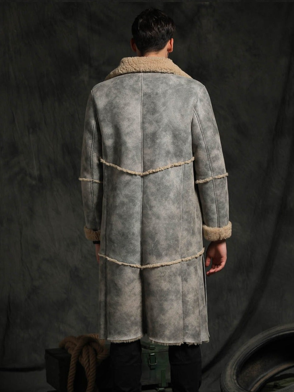 Jungle Brown Real Shearling Fur Long Coat