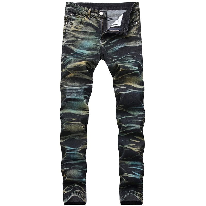 Multicolor Straight Lines Denim Jeans