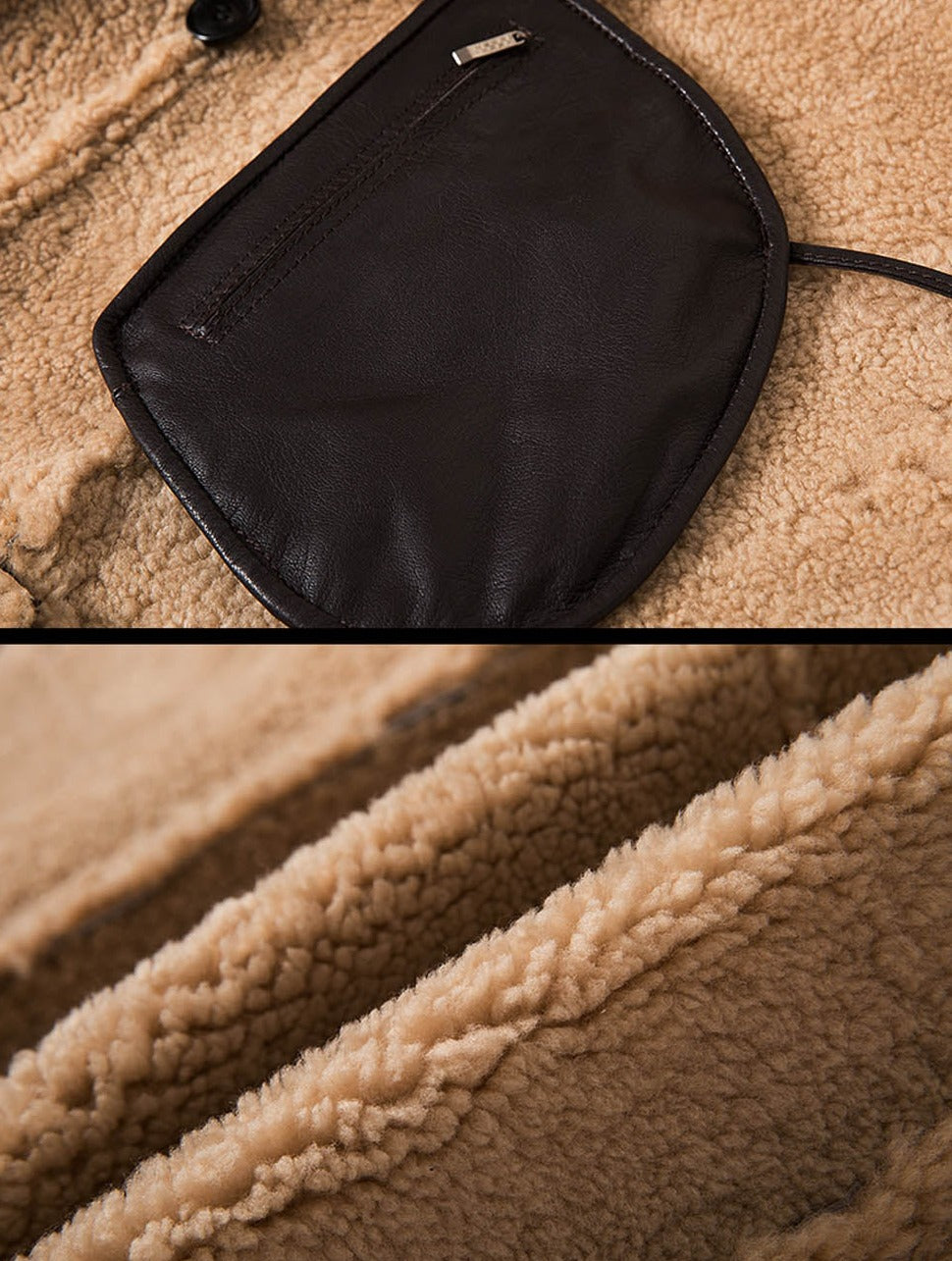 Jungle Brown Real Shearling Fur Long Coat