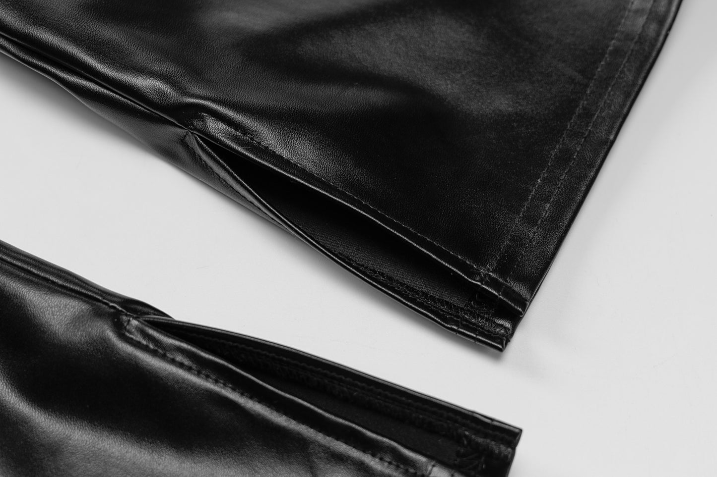 Pu Leather Corset Crop Top & Flare Slit Pants