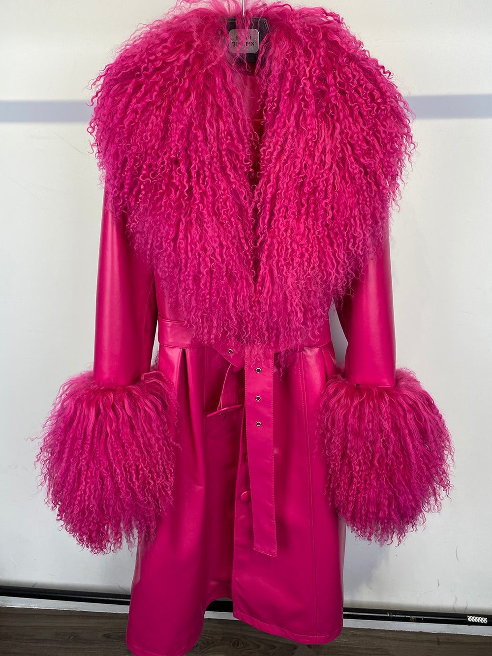 Genuine Leather Trench Coats Fur Collar & Cuffs