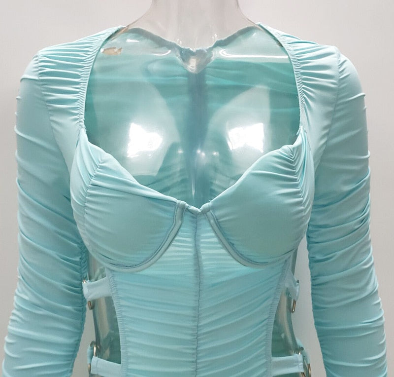 Cut Out Side Rings Ruched Rompers