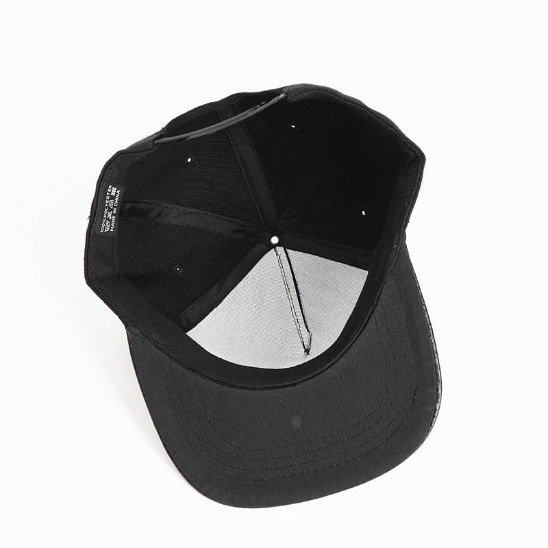 Cannabis Leaf Pu Snake Leather Brim Snapback Hats