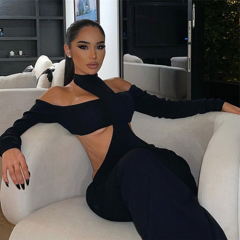 Halter Backless Cut Bar Maxi Dress