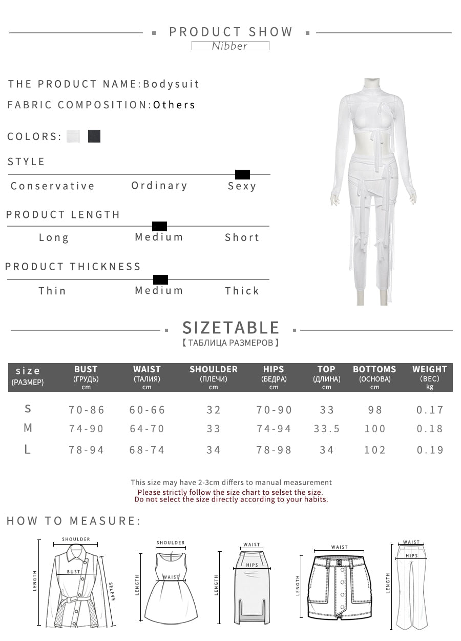 Mesh Turtleneck Crop Top+Pants Sets