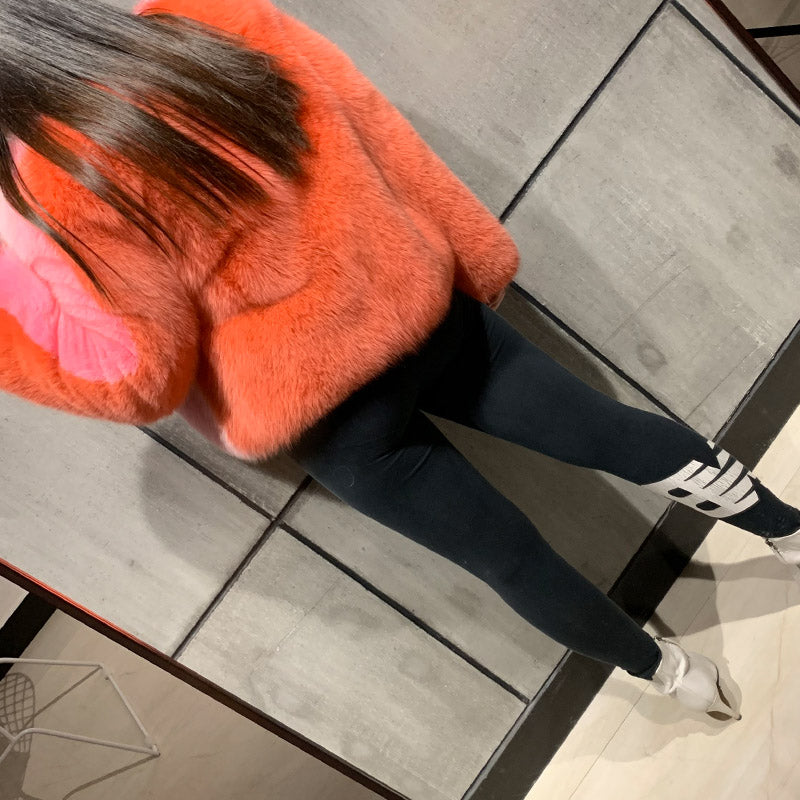 2 Tone Color Real Fur Coats