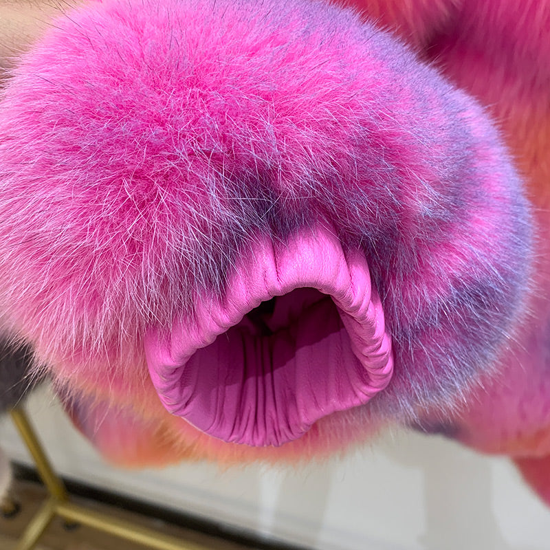 Neon Genuine Fox Fur Short Coats