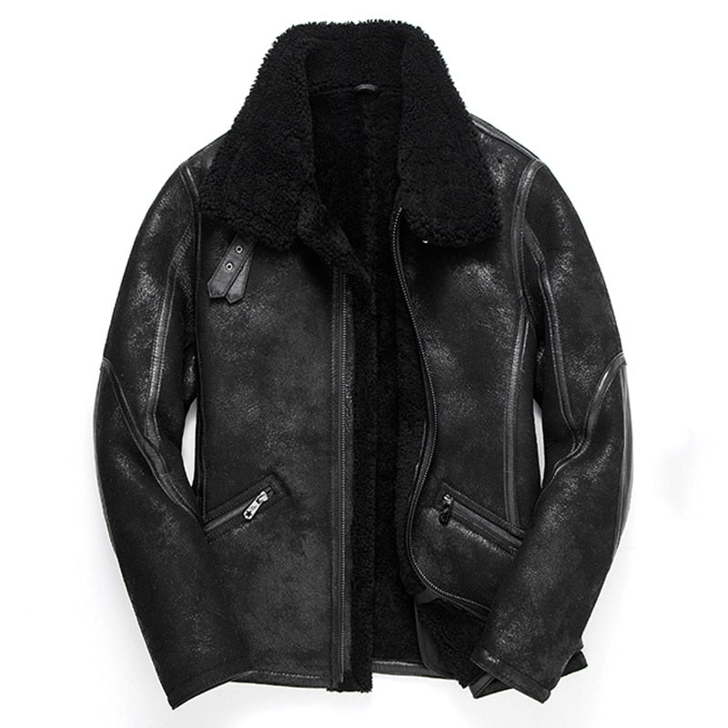 Genuine Leather Moto Jackets B3 Shearling Short