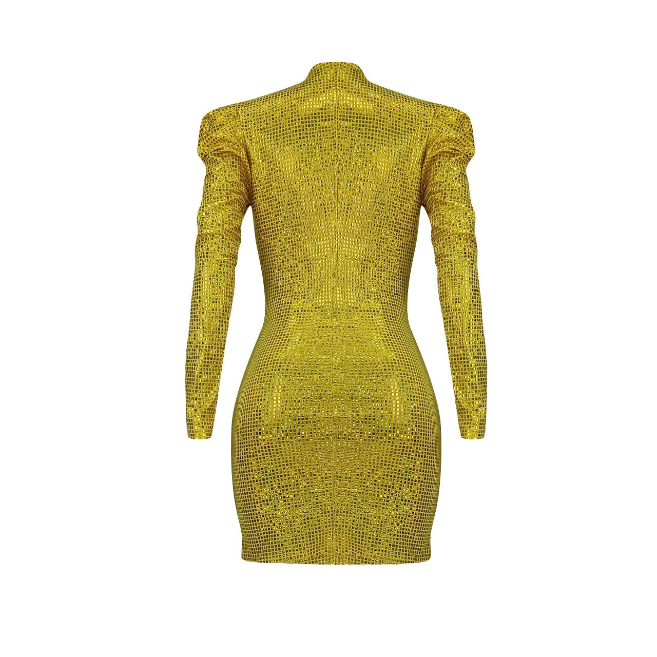 Glitter Deep V Long Sleeve Mini Dresses