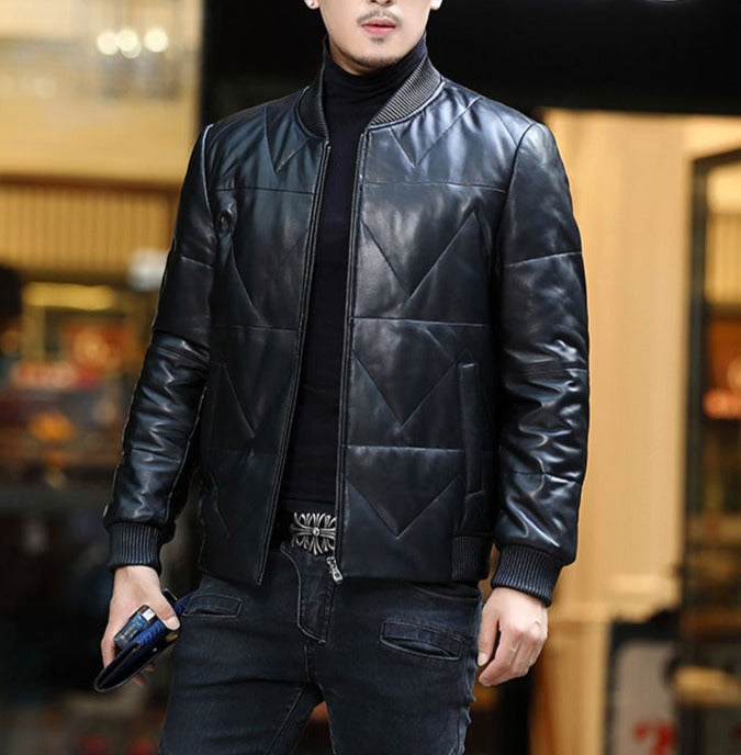 Genuine Leather Jacket Duck Down Bomber