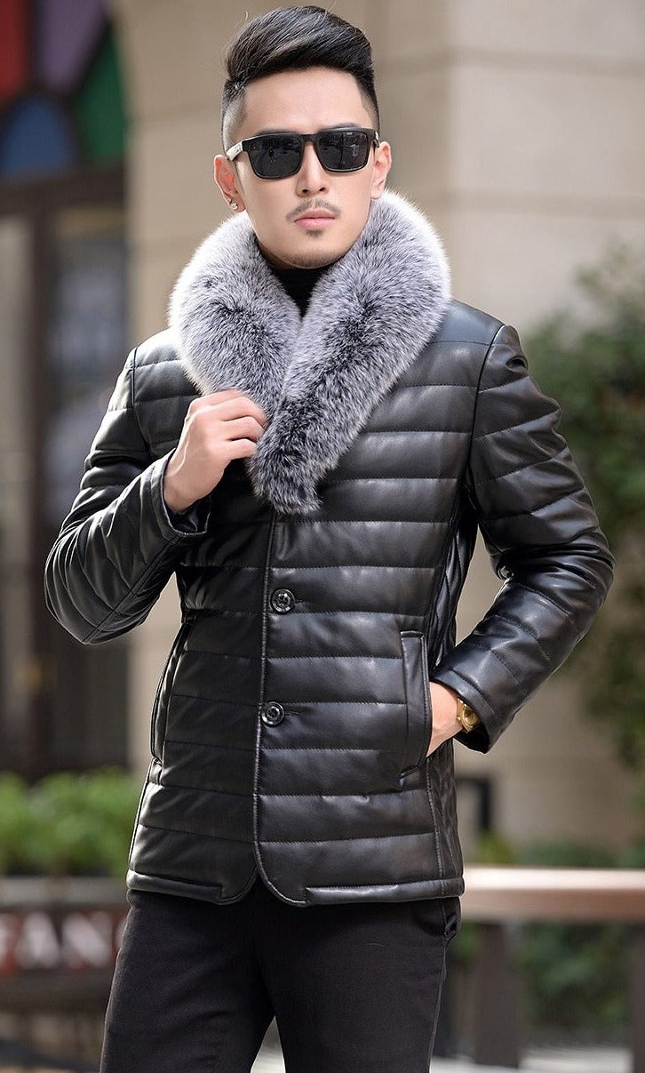 Genuine Leather Duck Down Fox Fur Coats
