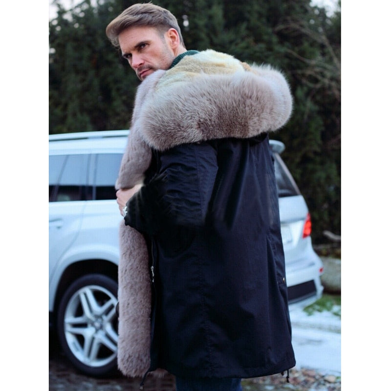 Rex Rabbit Fur Liner Fox Fur Collar/Parkas Waterproof Coat