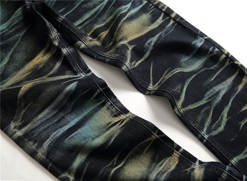 Multicolor Straight Lines Denim Jeans