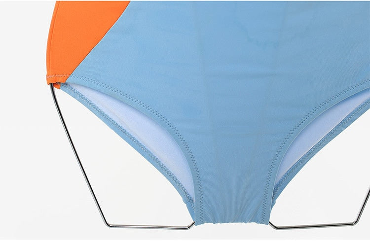 Orange Blue One Shoulder Monokini