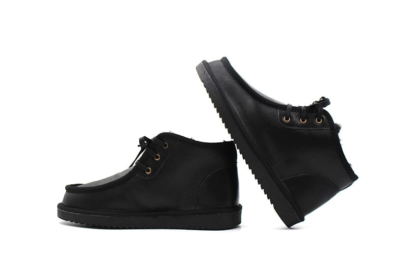 Genuine Leather Ankle Boots Waterproof