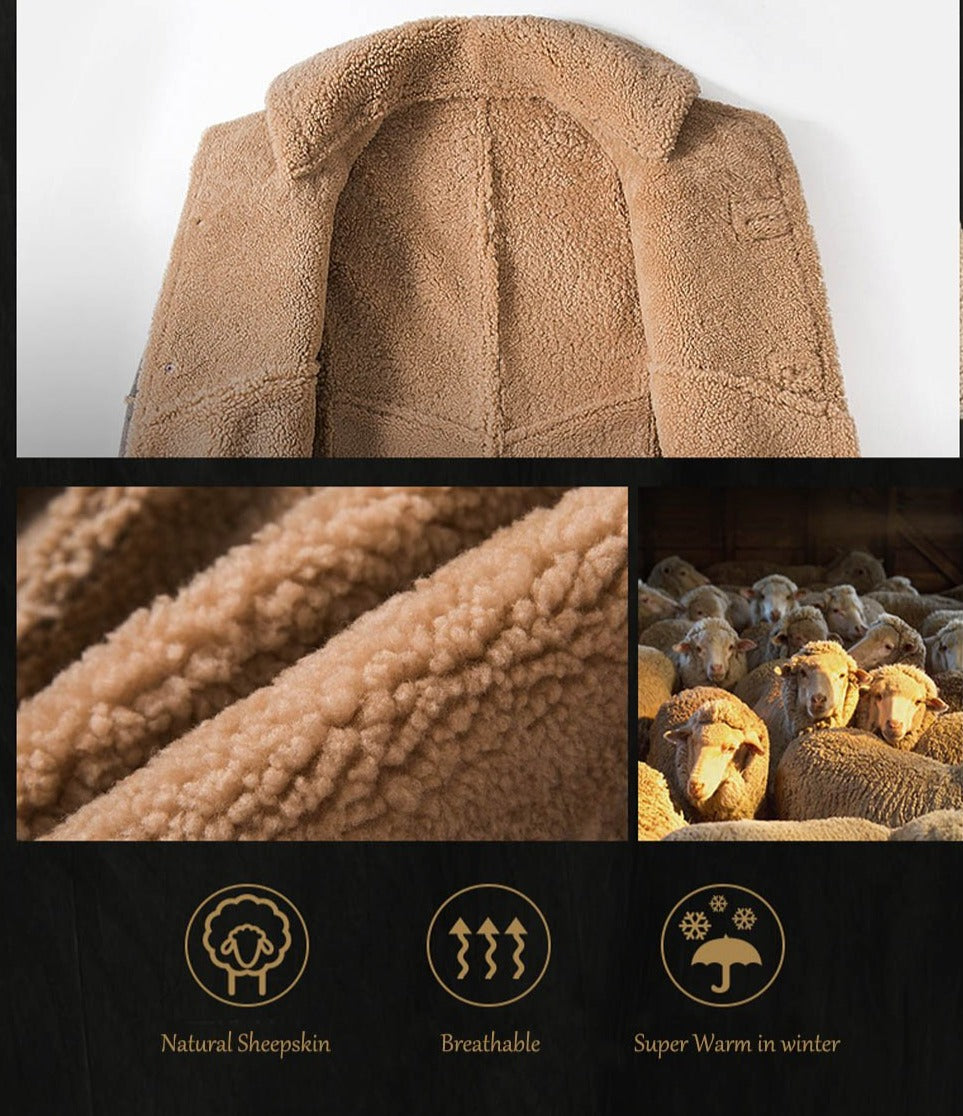 Jungle Brown Real Shearling Fur Long Coat