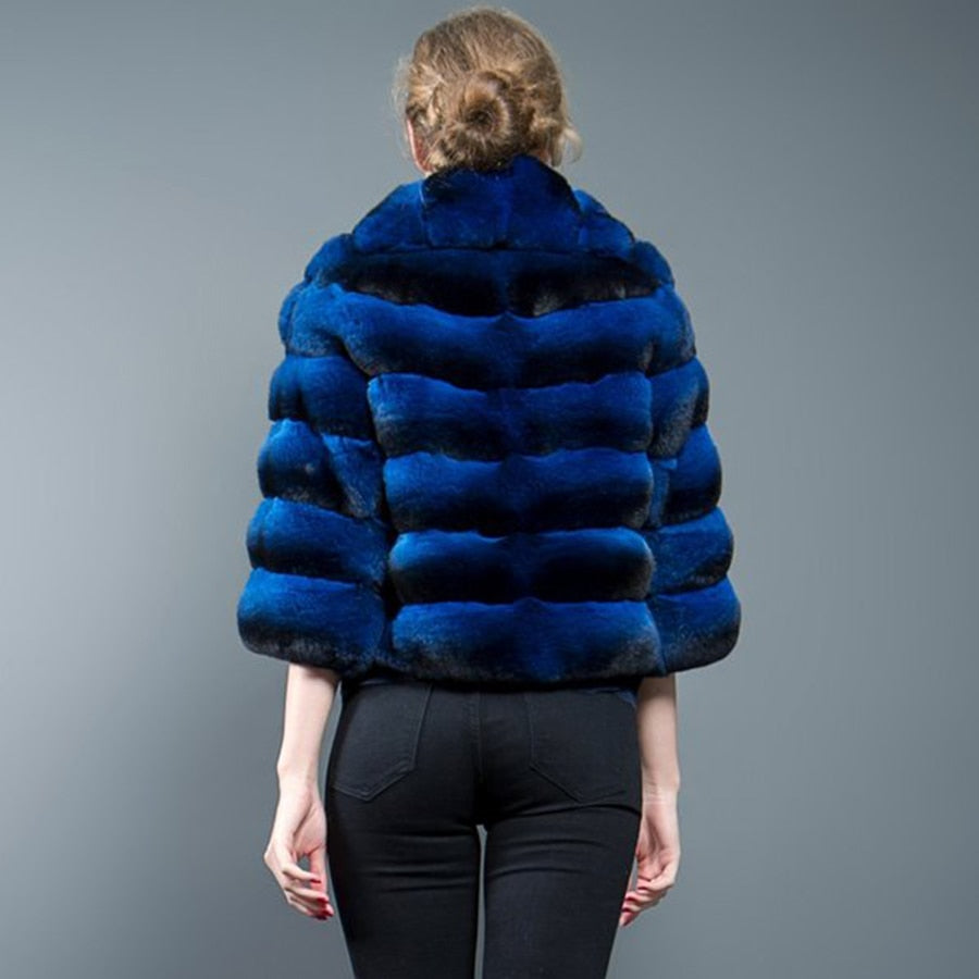 Rex Rabbit Fur Big Turndown Collar Coat