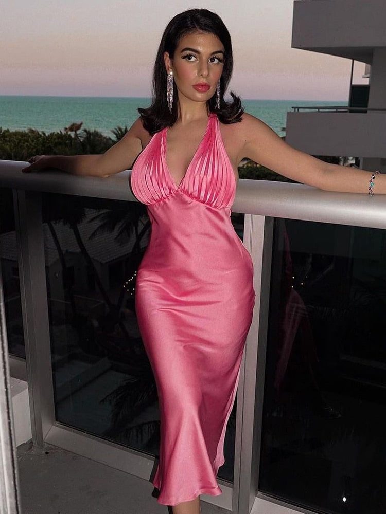 Halter Satin Summer Dresses