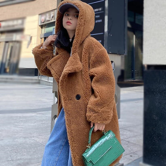 Plush Real Cashmere Wool Teddy Bear Overcoats Kids