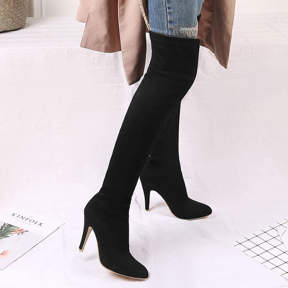 Fabric Thigh High High Heels Boots