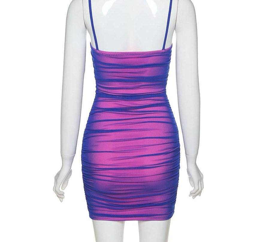 Reflective Sleeveless Halter Mini Dresses