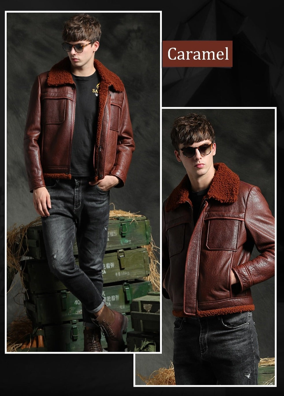 Genuine Leather Real Fur Shearling Short Coats