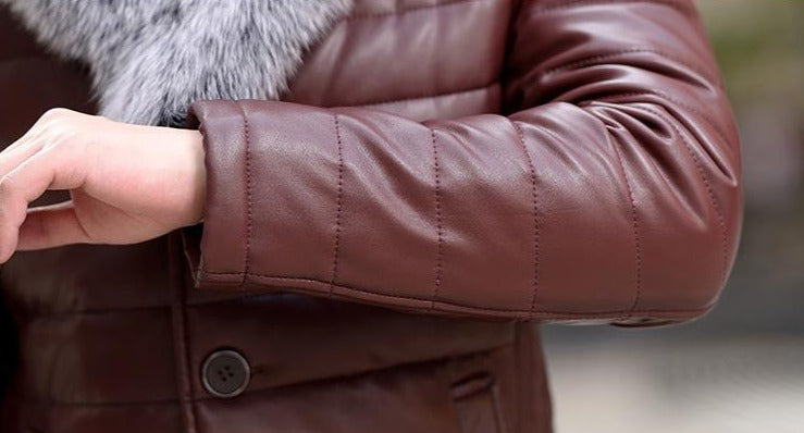 Genuine Leather Duck Down Fox Fur Coats