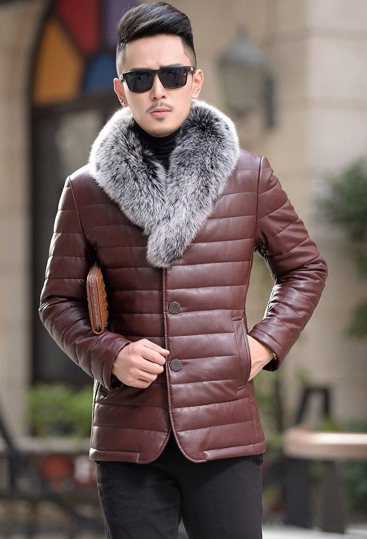 Genuine Leather Duck Down Fox Fur Coats