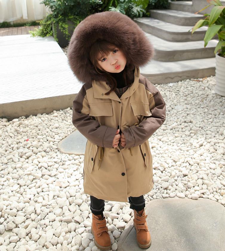 Children Fur Coat Real Natural Fur Liner Fur Parka