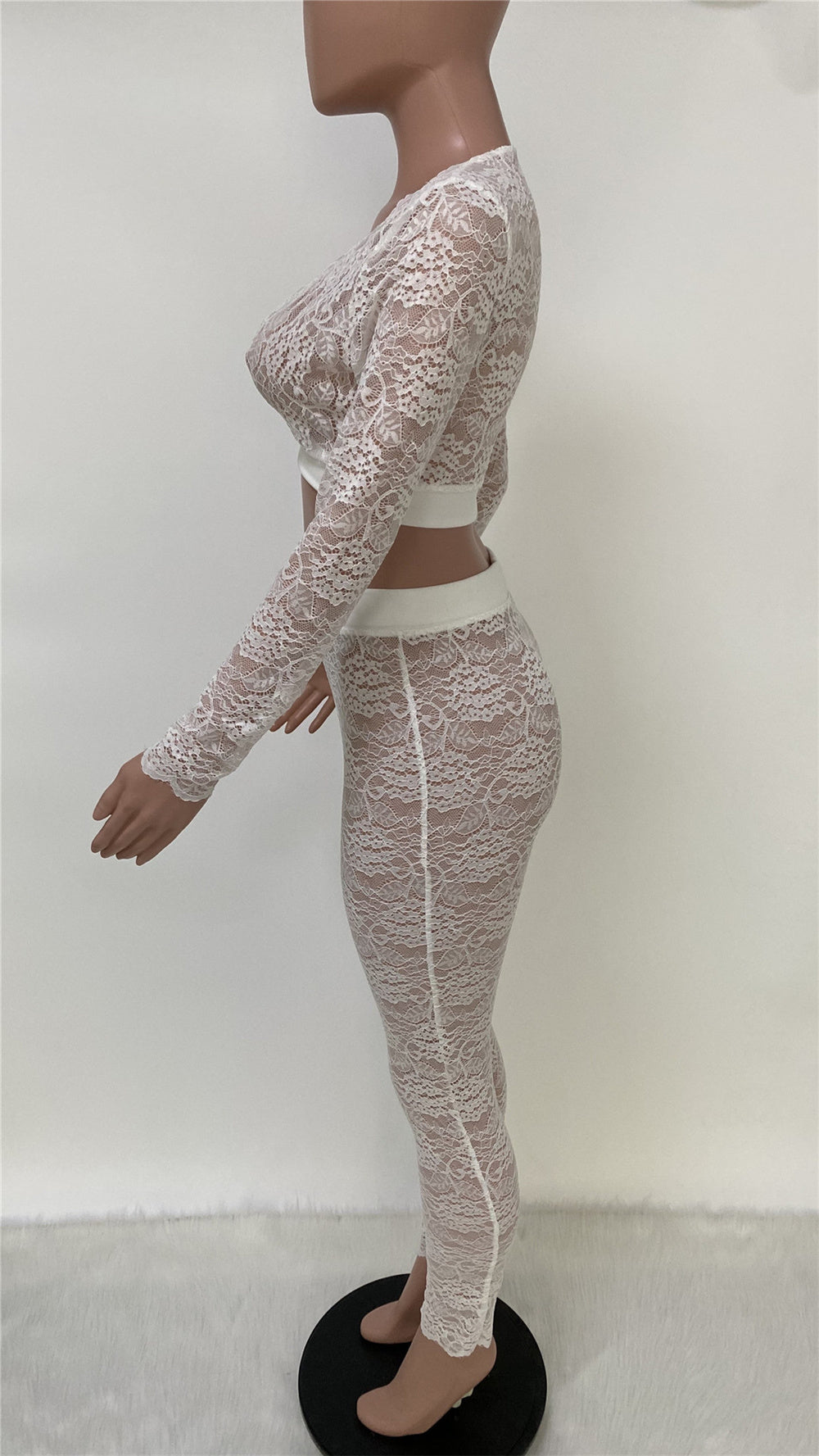 Floral Lace See Through Crop Top & Leggings