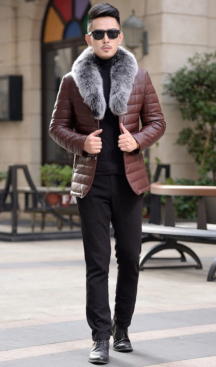 Genuine Leather Duck Down Fox Fur Coats