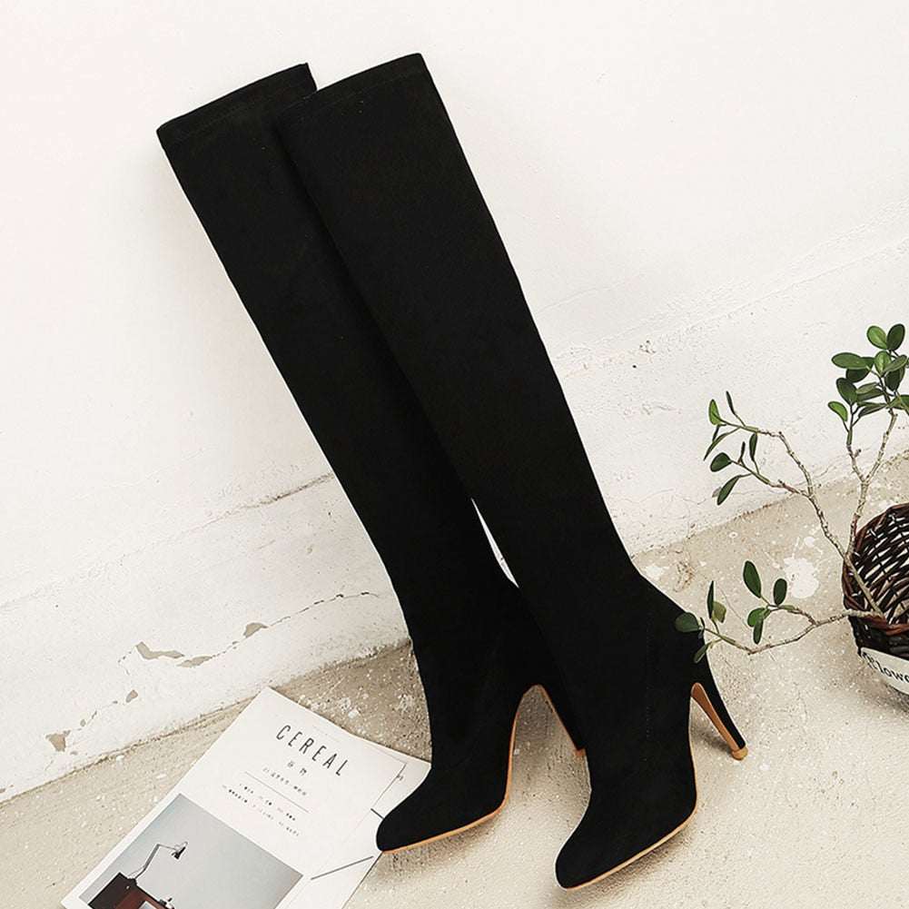 Fabric Thigh High High Heels Boots