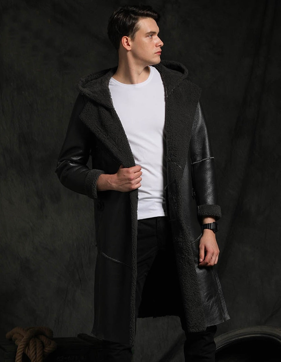 Jungle Brown Real Shearling Fur Long Coat