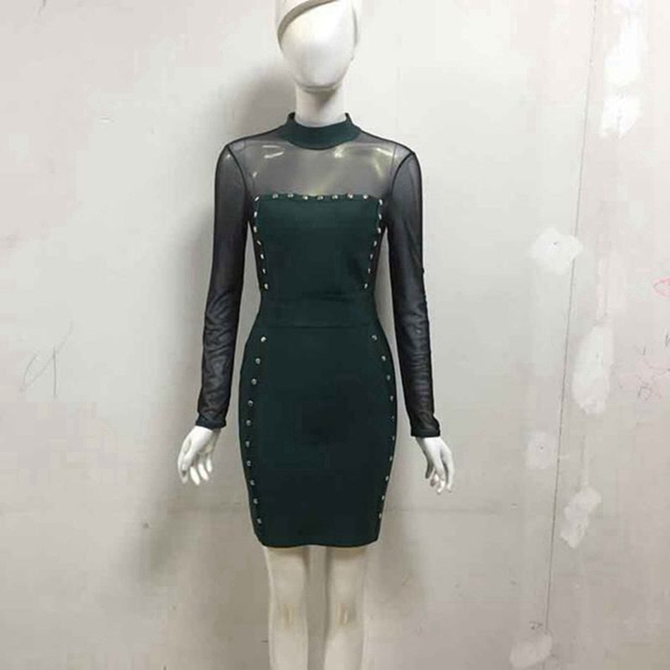 Mesh Patchwork Full Sleeve Dresses