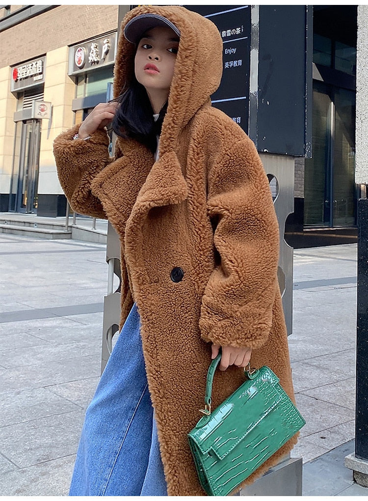 Plush Real Cashmere Wool Teddy Bear Overcoats Kids