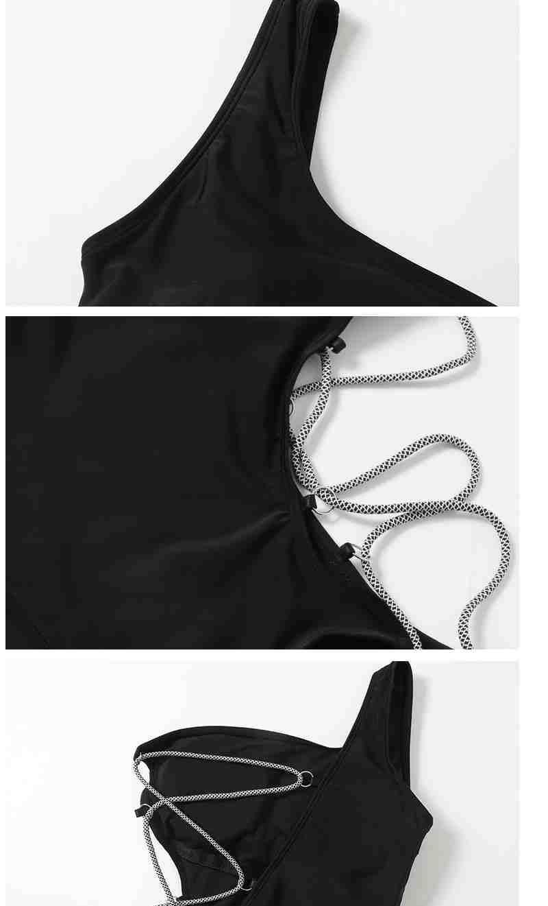 Black One Shoulder Cut Out Bandage Backless Monokini