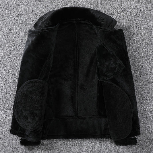 Genuine Leather Moto Jacket Real Wool Lining