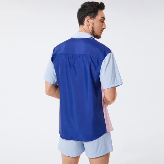 Color Mix Short Sleeve Button Shirt & Short Sets