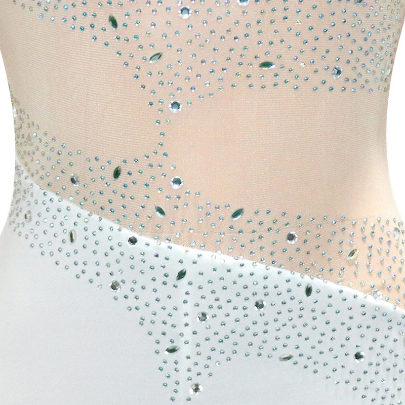 See Through Mesh One Sleeve Rhinestone Jumpsuits