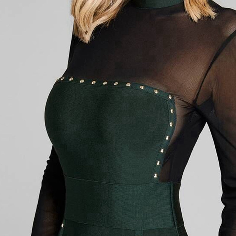Mesh Patchwork Full Sleeve Dresses