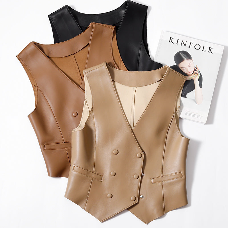 Genuine Leather Slim Vests