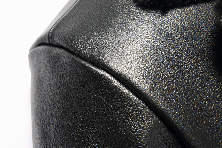 Genuine Leather Jacket Wool Fur Collar