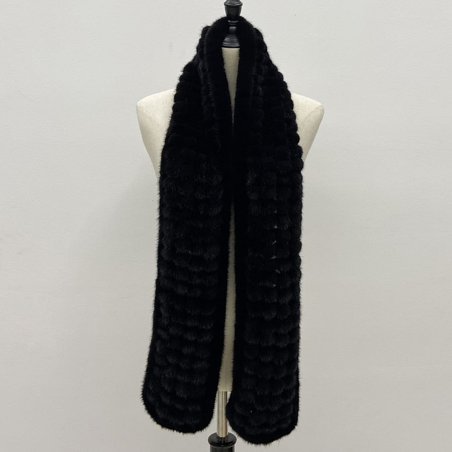 Natural Mink Fur Ball Scarves