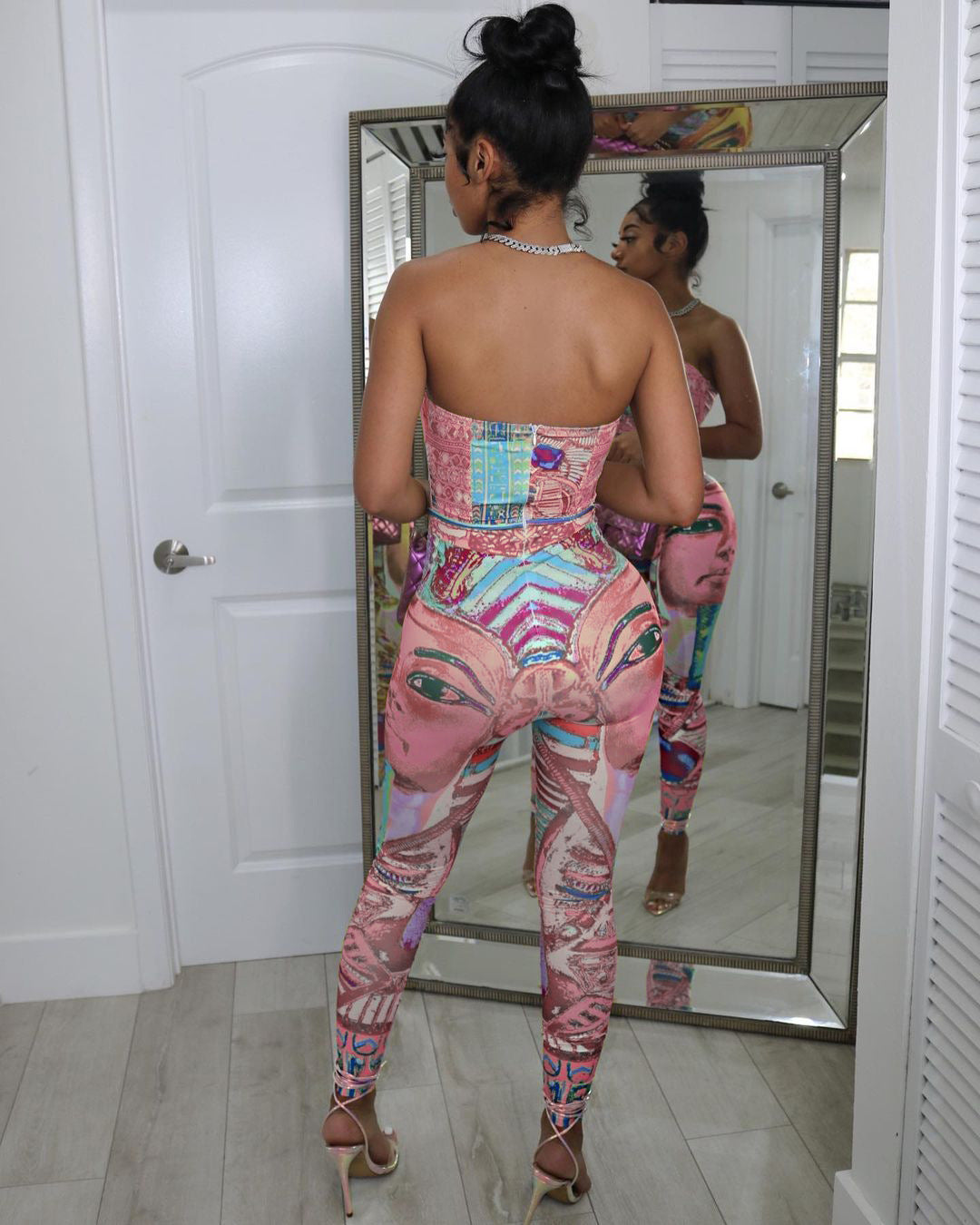 Colorful Egyptian Print Halter Jumpsuits