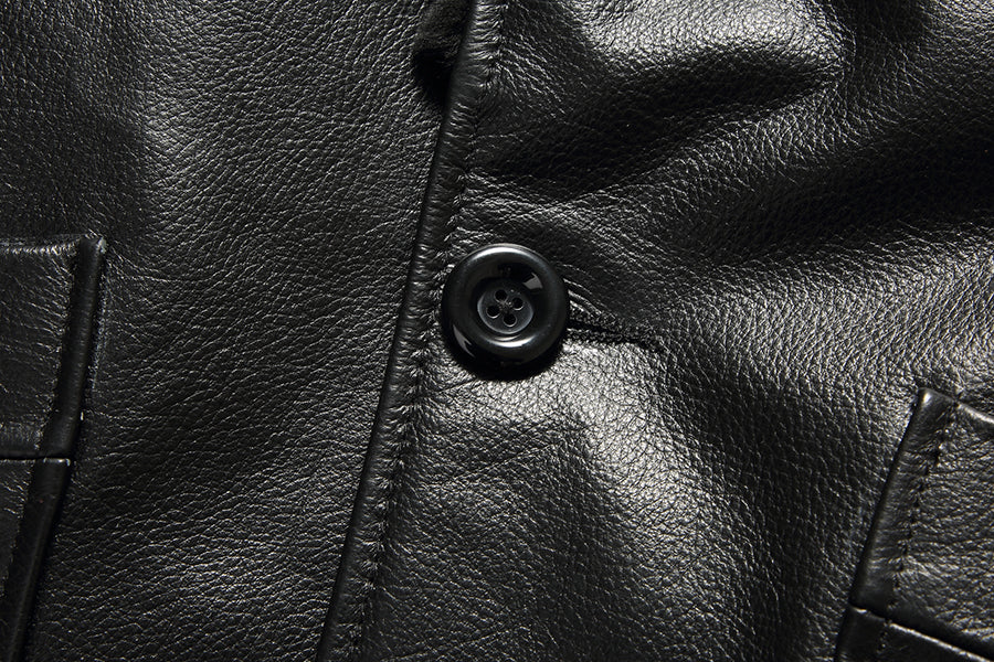 Genuine Leather Jacket Wool Fur Collar
