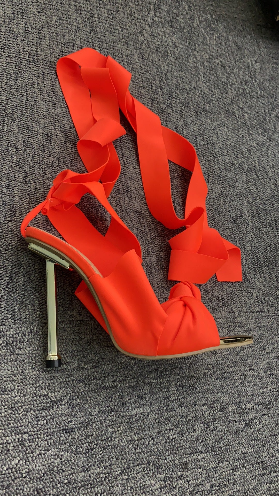 Fabric Tie Peep Toe High Heels