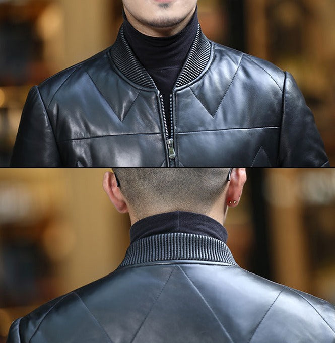 Genuine Leather Jacket Duck Down Bomber