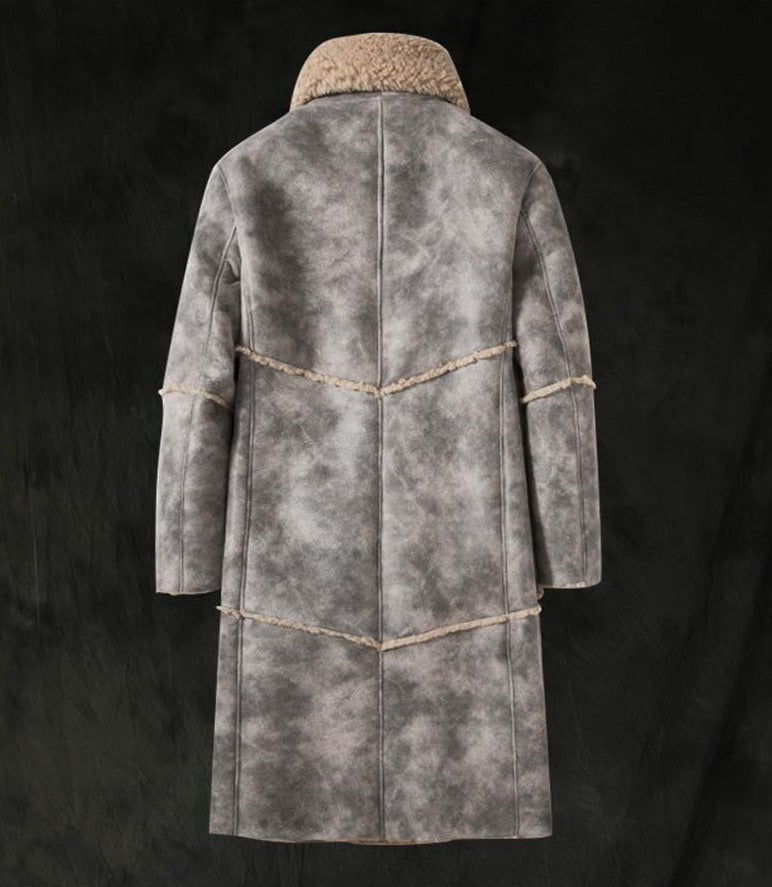 Jungle Brown Real Shearling Fur Long Coat