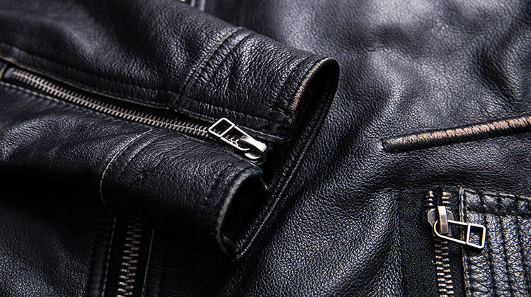 Genuine Leather Vintage Cross Moto Jacket